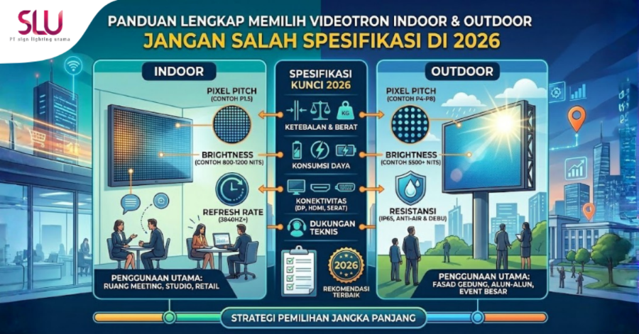 Panduan Lengkap Memilih Videotron Indoor & Outdoor: Jangan Salah Spesifikasi di 2026